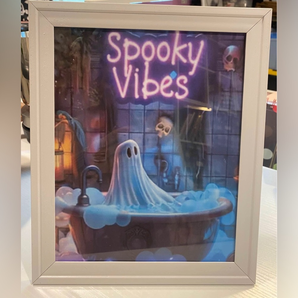 Halloween Ghost Print Gothic Boudoir Decor Spooky  Vibes Ghost Print 8x10” frame